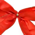 Lot de 2 nœuds décoratifs en tissu rouge à liseré doré, 15 × 21 cm, largeur 4 cm, décoration de Noël | Floristik24.fr