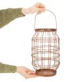 Lanterne de jardin, métal, finition rouillée, poignée, style vintage, Ø19,5 cm | Floristik24.fr