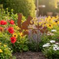 Écureuil décoratif de jardin sur piquet, métal vieilli, 42 cm de haut, 3 pièces | Floristik24.fr