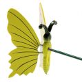 Floristik24 Papillon sur bâton 17cm jaune