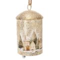 Floristik24 Cloche décorative en métal blanc et or avec motif village d'hiver, 20 cm