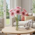 Fleurs artificielles Gerbera rose 47 cm avec tige flexible – Lot de 6 | Floristik24.fr