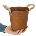 Pot en métal avec anses, pot à herbes, décor rouille Ø16,5 cm H15 cm | Floristik24.fr