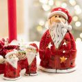 Figurine Père Noël en céramique avec portes-lumière et étoiles 15 cm | Floristik24.fr