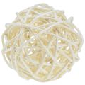 Floristik24 Boule en rotin blanchie crème Ø5cm décoration de table lot de 24