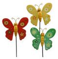 Floristik24 Papillons colorés sur bâton 7cm 24pcs