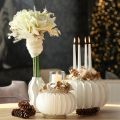 Citrouille en papier nid d'abeille blanche ronde 24 cm pour décorations automnales et compositions florales (4 pièces) | Floristik24.fr
