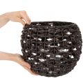 Porte-bougie chauffe-plat tressé, noir et marron, décoration estivale, Ø 31 cm H 25 cm | Floristik24.fr
