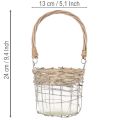 Lanterne décorative suspendue, métal, verre, osier, Ø13 cm H12 cm, 2 pièces | Floristik24.fr